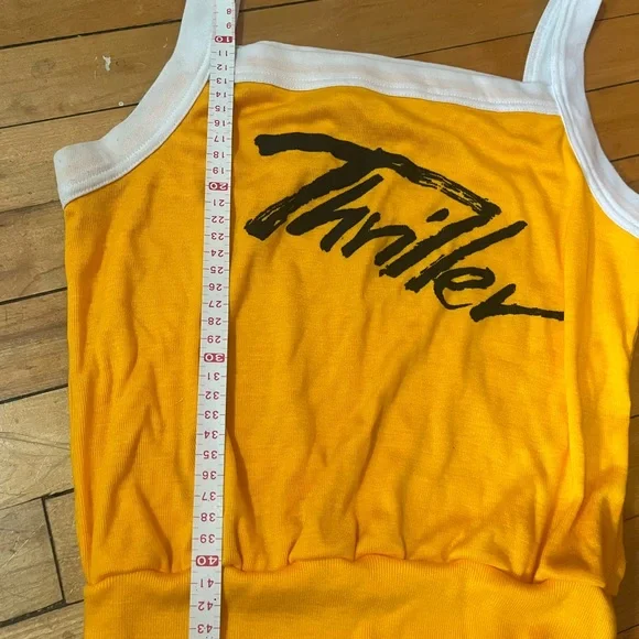 Vintage! Vibrant Yellow Tank Top with 'Thriller' Design - Picture 6 of 6